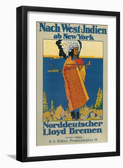 German Travel Poster for America-null-Framed Giclee Print