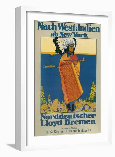 German Travel Poster for America-null-Framed Giclee Print