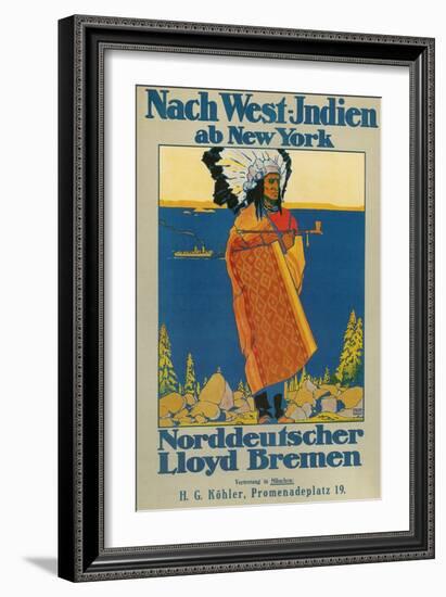 German Travel Poster for America-null-Framed Giclee Print