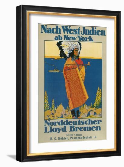 German Travel Poster for America-null-Framed Giclee Print