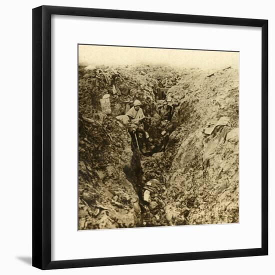 German trenches destroyed by shelling, Verdun, northern France, c1914-c1918-Unknown-Framed Photographic Print