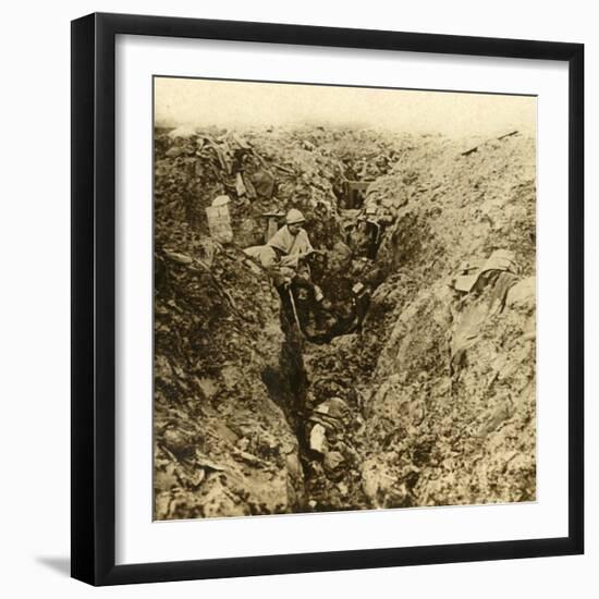 German trenches destroyed by shelling, Verdun, northern France, c1914-c1918-Unknown-Framed Photographic Print