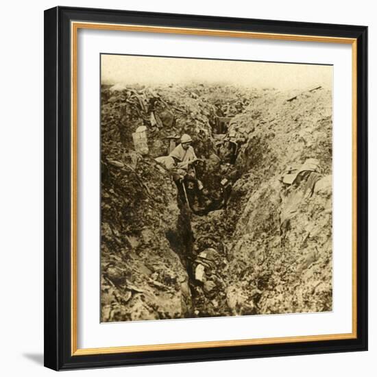 German trenches destroyed by shelling, Verdun, northern France, c1914-c1918-Unknown-Framed Photographic Print