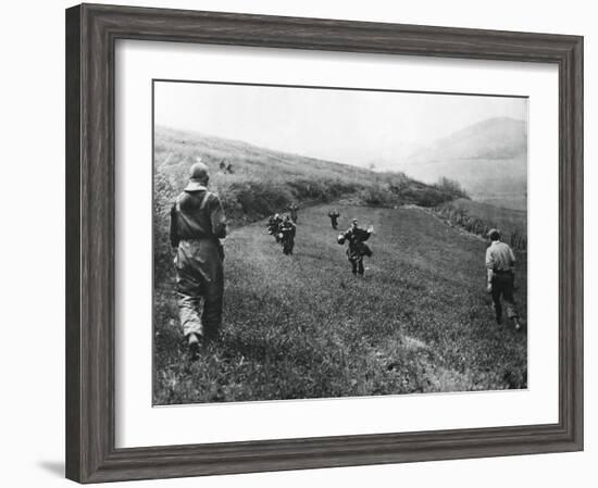 German Troops Surrendering to Soldiers of the American 1st Army, Near Elsborn, Germany, April 1945-null-Framed Giclee Print