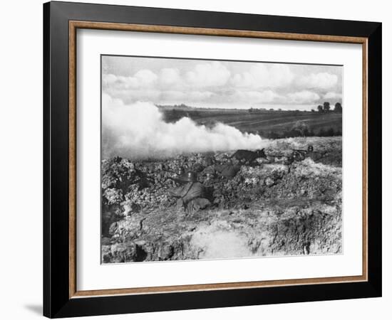 German Troops with Dog During World War I on the Western Front-Robert Hunt-Framed Photographic Print