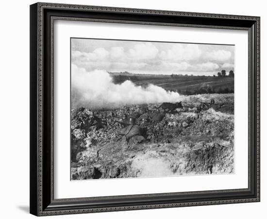 German Troops with Dog During World War I on the Western Front-Robert Hunt-Framed Photographic Print