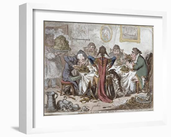 "Germans Eating Sour-Krout", Pub. by Hannah Humphrey, 1803-James Gillray-Framed Giclee Print