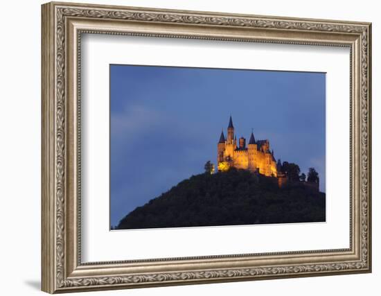 Germany, Baden-Wurttemberg, Castle Hohenzollern, Lighting, Evening-Herbert Kehrer-Framed Photographic Print