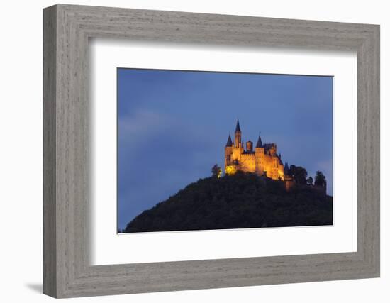 Germany, Baden-Wurttemberg, Castle Hohenzollern, Lighting, Evening-Herbert Kehrer-Framed Photographic Print