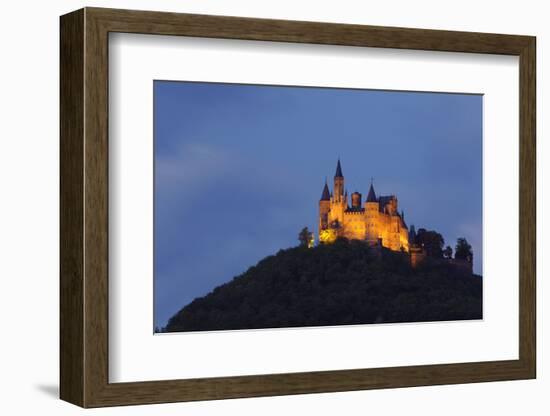 Germany, Baden-Wurttemberg, Castle Hohenzollern, Lighting, Evening-Herbert Kehrer-Framed Photographic Print