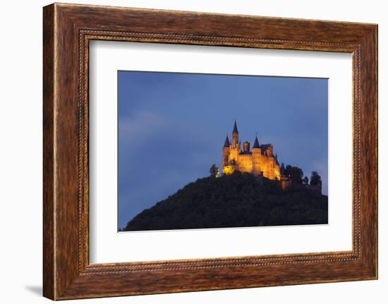 Germany, Baden-Wurttemberg, Castle Hohenzollern, Lighting, Evening-Herbert Kehrer-Framed Photographic Print