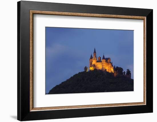 Germany, Baden-Wurttemberg, Castle Hohenzollern, Lighting, Evening-Herbert Kehrer-Framed Photographic Print