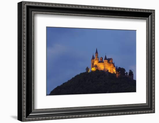 Germany, Baden-Wurttemberg, Castle Hohenzollern, Lighting, Evening-Herbert Kehrer-Framed Photographic Print