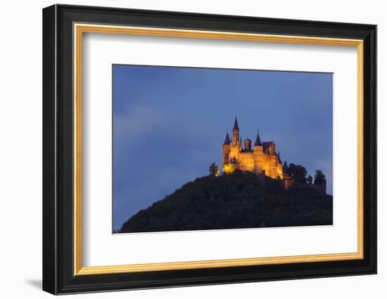 Germany, Baden-Wurttemberg, Castle Hohenzollern, Lighting, Evening-Herbert Kehrer-Framed Photographic Print