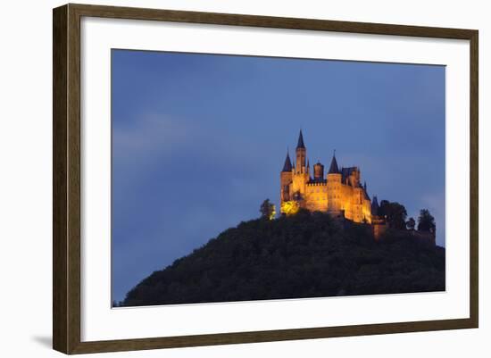 Germany, Baden-Wurttemberg, Castle Hohenzollern, Lighting, Evening-Herbert Kehrer-Framed Photographic Print