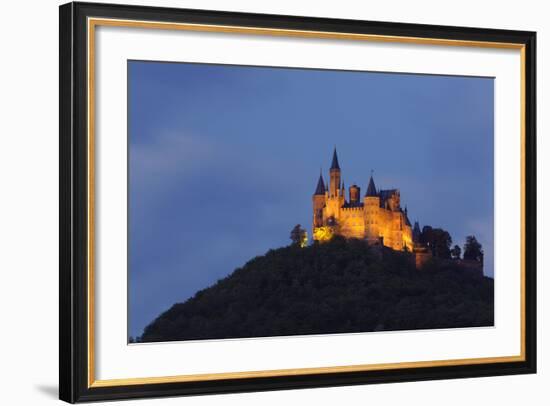 Germany, Baden-Wurttemberg, Castle Hohenzollern, Lighting, Evening-Herbert Kehrer-Framed Photographic Print