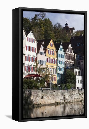 Germany, Baden-Wurttemburg, Tubingen, Old Town Buildings Along the Neckar River-Walter Bibikow-Framed Premier Image Canvas