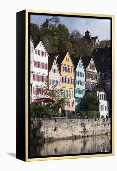 Germany, Baden-Wurttemburg, Tubingen, Old Town Buildings Along the Neckar River-Walter Bibikow-Framed Premier Image Canvas