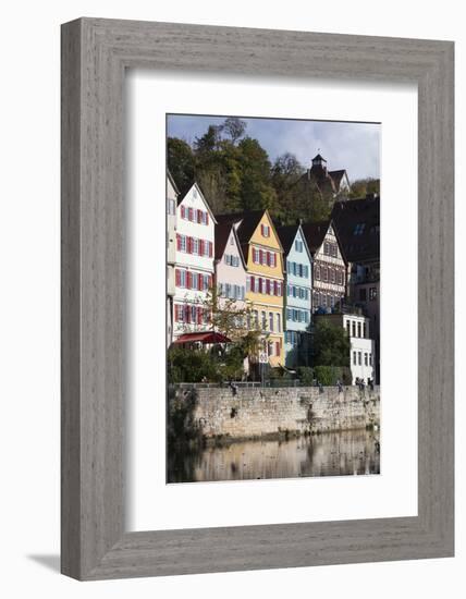 Germany, Baden-Wurttemburg, Tubingen, Old Town Buildings Along the Neckar River-Walter Bibikow-Framed Photographic Print