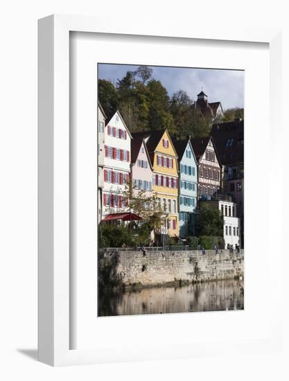 Germany, Baden-Wurttemburg, Tubingen, Old Town Buildings Along the Neckar River-Walter Bibikow-Framed Photographic Print