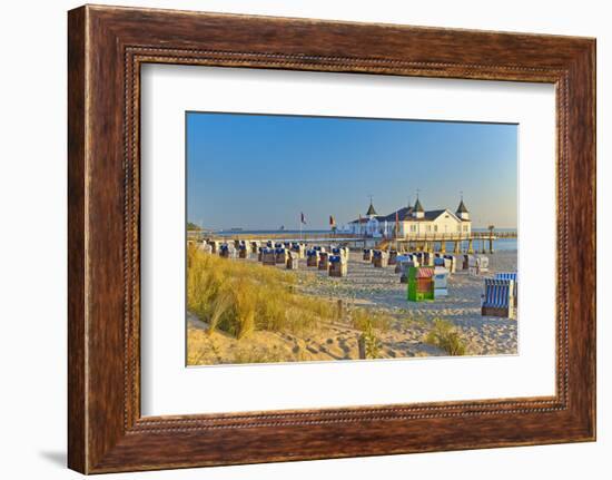 Germany, Baltic Coast, Island Usedom, Baltic Sea Spa Town Ahlbeck, Pier, Sunrise, Beach-Chris Seba-Framed Photographic Print