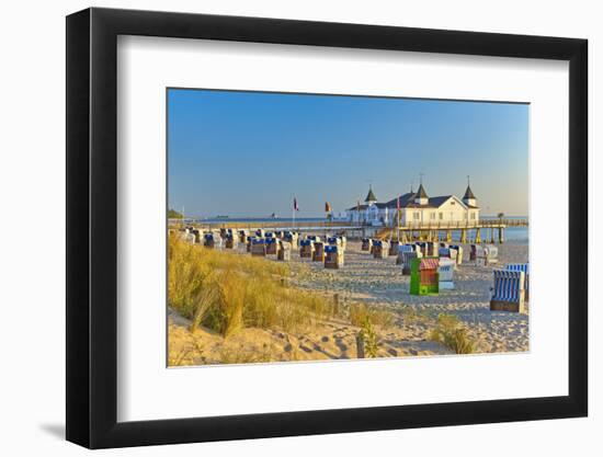 Germany, Baltic Coast, Island Usedom, Baltic Sea Spa Town Ahlbeck, Pier, Sunrise, Beach-Chris Seba-Framed Photographic Print