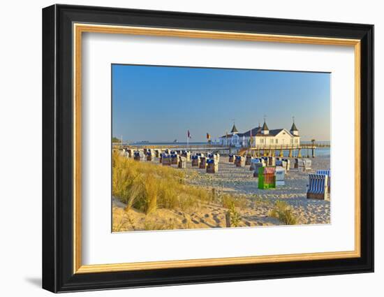 Germany, Baltic Coast, Island Usedom, Baltic Sea Spa Town Ahlbeck, Pier, Sunrise, Beach-Chris Seba-Framed Photographic Print