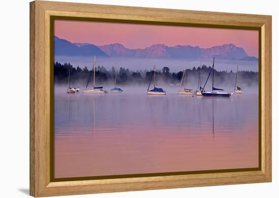 Germany, Bavaria, 5-Sea Country, Saint Heinrich, Lake Starnberg Zugspitze Massif, Wetterstein Range-Bernd Rommelt-Framed Premier Image Canvas