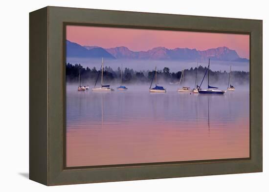 Germany, Bavaria, 5-Sea Country, Saint Heinrich, Lake Starnberg Zugspitze Massif, Wetterstein Range-Bernd Rommelt-Framed Premier Image Canvas