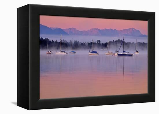 Germany, Bavaria, 5-Sea Country, Saint Heinrich, Lake Starnberg Zugspitze Massif, Wetterstein Range-Bernd Rommelt-Framed Premier Image Canvas