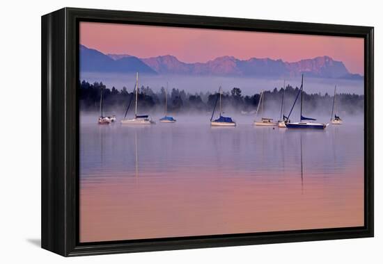 Germany, Bavaria, 5-Sea Country, Saint Heinrich, Lake Starnberg Zugspitze Massif, Wetterstein Range-Bernd Rommelt-Framed Premier Image Canvas