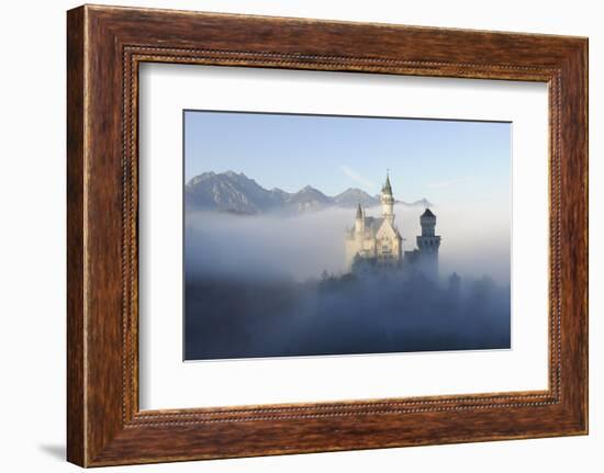 Germany, Bavaria, AllgŠu, Neuschwanstein Castle, Fog, Attraction, Structure, Outside, Autumn, King-Herbert Kehrer-Framed Photographic Print