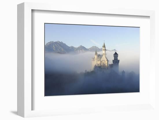 Germany, Bavaria, AllgŠu, Neuschwanstein Castle, Fog, Attraction, Structure, Outside, Autumn, King-Herbert Kehrer-Framed Photographic Print