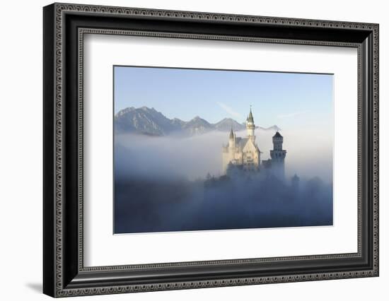 Germany, Bavaria, AllgŠu, Neuschwanstein Castle, Fog, Attraction, Structure, Outside, Autumn, King-Herbert Kehrer-Framed Photographic Print