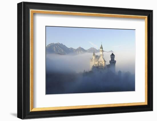 Germany, Bavaria, AllgŠu, Neuschwanstein Castle, Fog, Attraction, Structure, Outside, Autumn, King-Herbert Kehrer-Framed Photographic Print