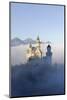 Germany, Bavaria, AllgŠu, Neuschwanstein Castle, Fog-Herbert Kehrer-Mounted Photographic Print