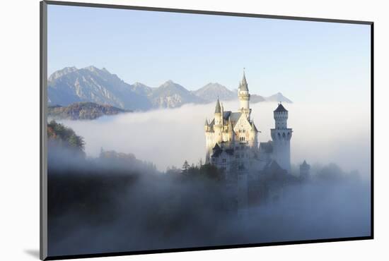 Germany, Bavaria, AllgŠu, Neuschwanstein Castle, Fog-Herbert Kehrer-Mounted Photographic Print