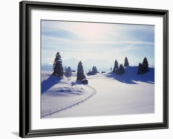 Germany, Bavaria, AllgŠu, Snow Scenery, Back Light, Alps, Mountains, Loneliness, Mountains, Winter-Herbert Kehrer-Framed Photographic Print