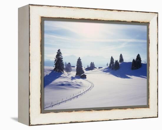 Germany, Bavaria, AllgŠu, Snow Scenery, Back Light, Alps, Mountains, Loneliness, Mountains, Winter-Herbert Kehrer-Framed Premier Image Canvas