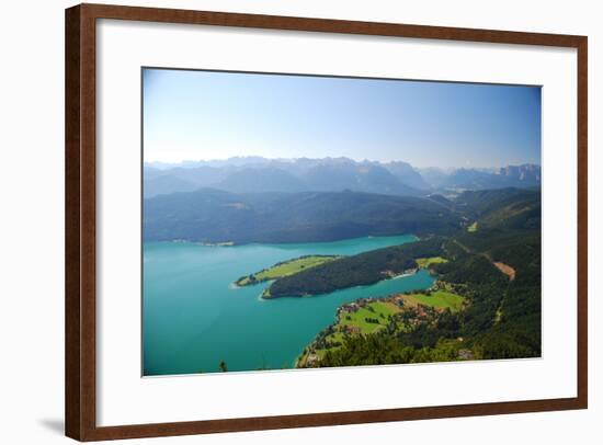 Germany, Bavaria, Alpine Upland, Walchensee, from Above, Summer-Peter Lehner-Framed Photographic Print