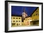 Germany, Bavaria, Berchtesgaden, Berchtesgaden, Church in Old Town at Dusk-Rainer Mirau-Framed Photographic Print
