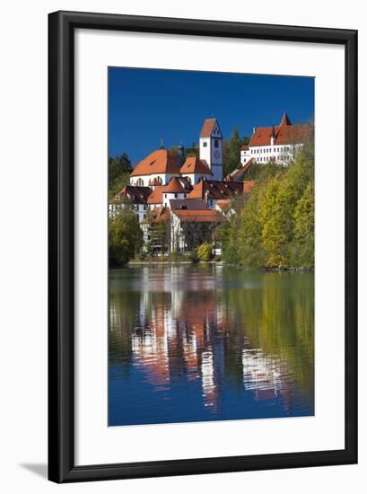 Germany, Bavaria, Fussen, St. Mang Abbey and the Hohes Schloss Castle from the Lech River-Walter Bibikow-Framed Photographic Print