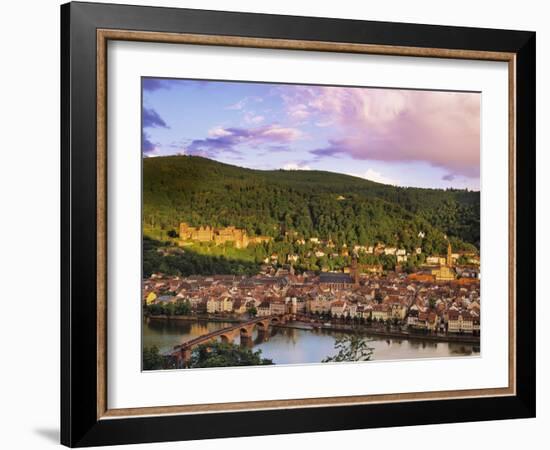 Germany, Bavaria, Heidelberg, Overview of Alte Brucke and the River Neckar-Shaun Egan-Framed Photographic Print