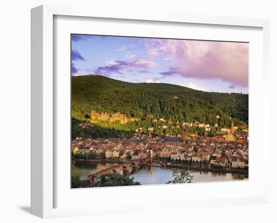 Germany, Bavaria, Heidelberg, Overview of Alte Brucke and the River Neckar-Shaun Egan-Framed Photographic Print