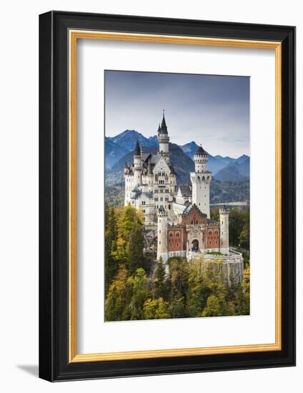 Germany, Bavaria, Hohenschwangau, Elevated View of a Castle in the Fall-Walter Bibikow-Framed Photographic Print