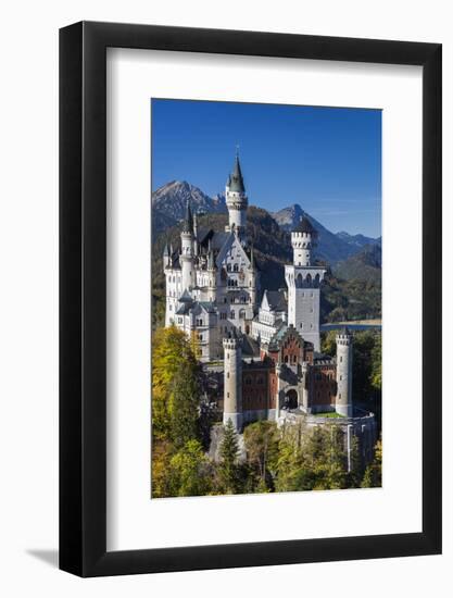 Germany, Bavaria, Hohenschwangau, Schloss Neuschwanstein castle, elevated view, fall-Walter Bibikw-Framed Photographic Print