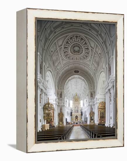 Germany, Bavaria, Munich, Nave of Michaelskirche, Second Largest Barrel-Vaulted Roof in the World t-John Warburton-lee-Framed Premier Image Canvas