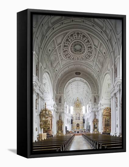 Germany, Bavaria, Munich, Nave of Michaelskirche, Second Largest Barrel-Vaulted Roof in the World t-John Warburton-lee-Framed Premier Image Canvas