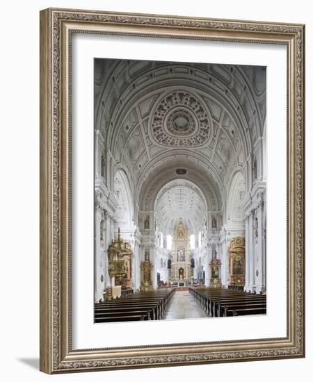 Germany, Bavaria, Munich, Nave of Michaelskirche, Second Largest Barrel-Vaulted Roof in the World t-John Warburton-lee-Framed Photographic Print