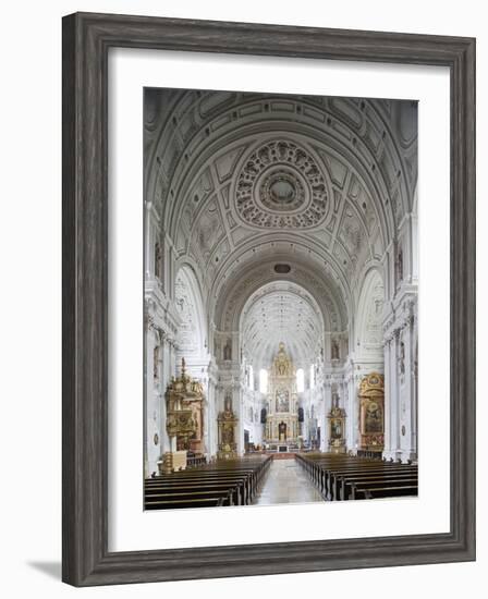 Germany, Bavaria, Munich, Nave of Michaelskirche, Second Largest Barrel-Vaulted Roof in the World t-John Warburton-lee-Framed Photographic Print